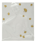 Seinapaneel Buddha, Valge/kuldne, 46 &times; 55,5 &times; 5,7 cm