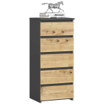 Kummut CL5, 5 sahtlit, hall/pruun, 40 &times; 92 &times; 35 cm