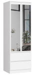 Riidekapp, 2 ust, 2 sahtlit, peegliga, Valge, 60 &times; 180 &times; 51 cm