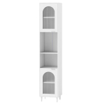 K&otilde;rge vannitoakapp, 2 karastatud klaasist ust, Valge, 35 &times; 180 &times; 30 cm