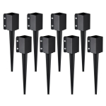 Metallist aiaposti kinnitusvaiad, 8 tk, mustad, 24x4x4 tolli