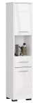 K&otilde;rge vannitoakapp FIN 2D 1SZ 1W, 2 ust, 1 sahtel, 5 riiulit, valge, 30 &times; 140 &times; 30 cm