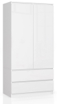 Riidekapp, 2 ust, 2 sahtlit, Valge, 90 &times; 180 &times; 51 cm