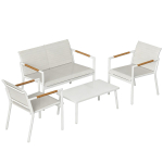 Terrassim&ouml;&ouml;blikomplekt, 4-osaline, Valge, 106 &times; 70,5 &times; 77 cm