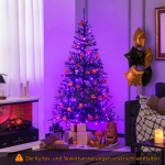 Kunstlik Halloweeni j&otilde;ulupuu, 250 violetset LED-lampi, Must, 98 &times; 183 cm
