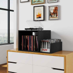 Plaadim&auml;ngija alus, kuni 145 plaati, Must, 66 &times; 67 &times; 45 cm