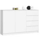 Kummut K013, 4 sahtlit, 2 ust, valge, 160 &times; 99 &times; 40 cm