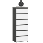 Kummut AKORD CL6, 6 sahtlit, hall/valge, 40 &times; 109 &times; 35 cm