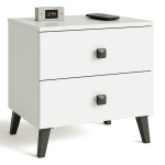 &Ouml;&ouml;kapp MOBI K02, 2 sahtlit, valge/must, 40 &times; 43 &times; 37 cm