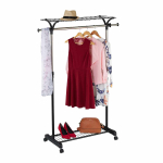 Riiulitega riidestange Relaxdays 10051366.0, 2 riiulit, 90&ndash;135 &times; 110&ndash;170 &times; 43 cm