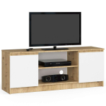 TV-alus, 2 ust, valge/tammev&auml;rvi, 140 &times; 55 &times; 40 cm