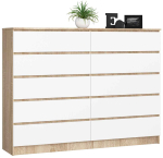Kummut AKORD K160, 10 sahtlit, valge ja pruuni v&auml;rvi, 160 &times; 121 &times; 40 cm