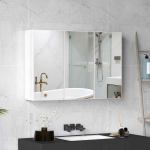 Peegliga vannitoakapp, 3 ust, Valge, 90 &times; 60 &times; 15,5 cm