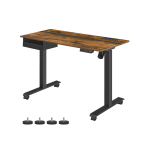 K&otilde;rguses reguleeritav elektriline laud 60 x 120 cm pistikupesade ja USB-portidega, pruun - must