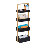 Vannitoa riiul 4 riiuliga 88x30x18cm, helepruun/must