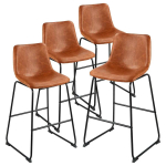 Baaritoolide komplekt 4 tk, 65 cm, pruun kunstnahk, metallist jalad