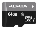 MicroSDXC-m&auml;lukaart ADATA Premier UHS-I, 64 GB, 10. klass