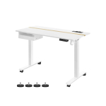 K&otilde;rguses reguleeritav elektriline laud 60 x 120 cm pistikupesade ja USB-portidega, valge