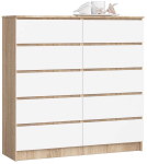 Kummut K120, 10 sahtlit, pruun/valge, 120 &times; 121 &times; 40 cm