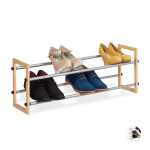 Jalatsiriiul Relaxdays, 2 tasandit, v&auml;ljat&otilde;mmatav, Pruun/must/h&otilde;bedane, 63,5&ndash;118 &times; 30 &times; 20 cm