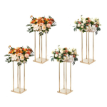 4 kuldset metallist silindrilist lillealust, 60 cm, pulmadeks