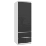 Riidekapp NORE S, valge/tumehall