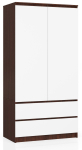 Riidekapp, 2 ust, 2 sahtlit, valge/pruun, 90 &times; 180 &times; 51 cm
