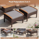 V&auml;lim&ouml;&ouml;blikomplekt, 5 osa: 2 tugitooli, 2 tumba ja laud, Hall, 60,5 &times; 60 &times; 73 cm