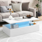 Kahetasandiline LED-kohvilaud, 2 tasandit, Valge/must, 110 &times; 40 &times; 60 cm