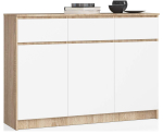 Kummut K140, 3 ust ja 3 sahtlit, tamm/valge, 138 &times; 99 &times; 40 cm