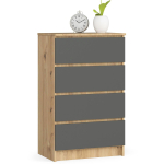 Kummut K60, 4 sahtlit, hall/pruun, 60 &times; 99 &times; 40 cm