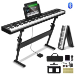 88-klahviga kokkupandav digitaalne klaver Bluetooth MIDI-ga, must