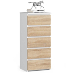Kummut CL5, 5 sahtlit, valge/pruun, 40 &times; 92 &times; 35 cm