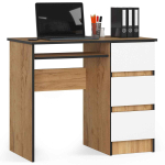 Kirjutuslaud AKORD A-6 CLP, parempoolne, 3 sahtlit, tammes/valge, 90 &times; 77 &times; 50 cm