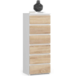 Kummut CL6, 6 sahtlit, valge/pruun, 40 &times; 109 &times; 35 cm