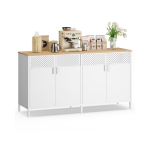 Hoiukapp SONGMICS, Kahe ukse ja reguleeritava riiuliga, Valge/Tamm, 141 &times; 76 &times; 40 cm