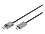 DisplayPorti&ndash;HDMI adapterikaabel Digitus DB-340202-018-S, 4K, Must