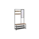 Riidepuuraam konksude ja peegliga 35x98x180cm, must/helepruun