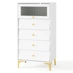 Kummut 60x40x112,5cm, valge/kuldne