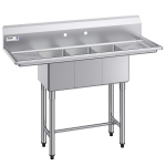 Kolme sektsiooniga valamu VEVOR JC-S3C101410-12LR-318, 2 n&otilde;rutuspinda, 1372 &times; 508 &times; 1097 mm
