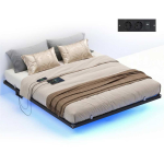 Voodiraam VASAGLE, 160 &times; 200 cm, LED, 2 pistikupesa, USB-C, 2 USB-A, 160 &times; 200 cm