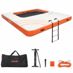T&auml;ispuhutav ujuvplatvorm VEVOR RDM305R, redel, pump ja kott, valge/oranž, 3,05 &times; 3,05 &times; 0,15 m