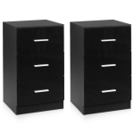 Kontorikappide komplekt, 2 tk, kummaski 3 sahtlit, Must, 37,1 &times; 66,5 &times; 34,2 cm