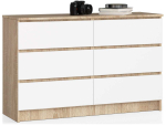 Kummut K120 CLP, 6 sahtlit, valge/pruun, 120 &times; 77 &times; 40 cm
