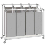 Pesukast, 4 kotti, 160 l, Hall/valge, 97 &times; 38 &times; 81 cm