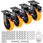 P&ouml;&ouml;rlevad PVC rattad lukuga, 12,7 cm, 4 tk komplekt