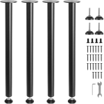 Reguleeritavad terasest lauajalad, 711,2 mm, mustad, 4 tk komplekt