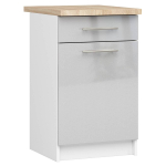 K&ouml;&ouml;gikapp OLIWIA S50, 1 uks, 1 sahtel, valge/h&otilde;bedane, 50 &times; 85 &times; 46 cm