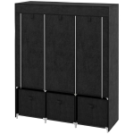 Kangast riidekapp, 3 sahtlit, Must, 125 &times; 162,5 &times; 43 cm