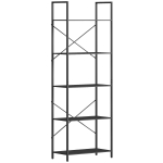 5 pakopų knygų lentyna, metalinis rėmas, 60x30x170,5 cm, juoda